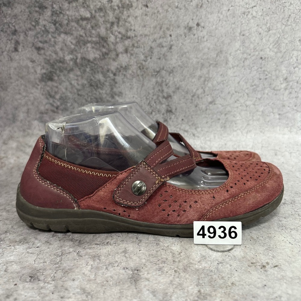 Earth Spirit Mary Jane Shoes Womens Sz 10 Burgundy Suede Gelron Cushion